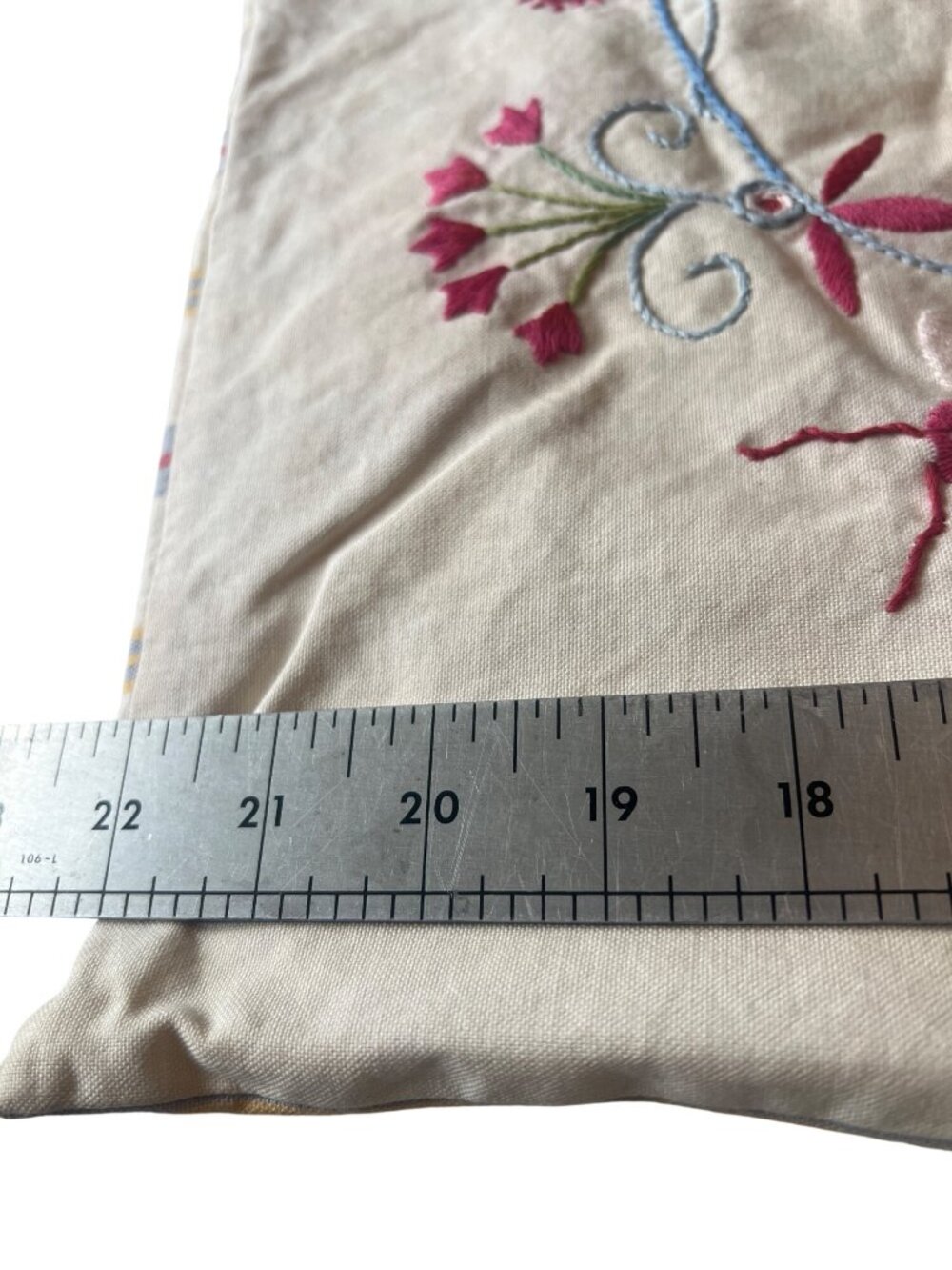 Ikea Embroidered Pillowcase With Floral & Bird Design On Cream Cotton Fabric - Picture 7 of 8